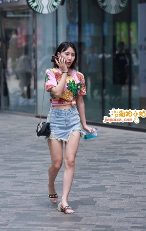 牛仔短裙花衣服mm