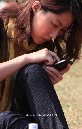 气质职业裤街拍丝袜短丝美女