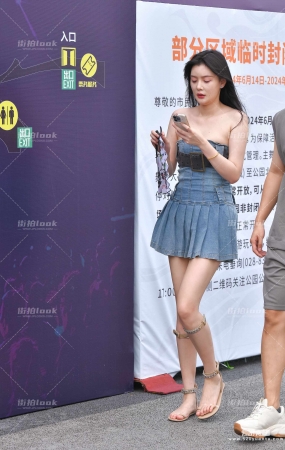 裹胸牛仔百褶裙 24-06-15-493