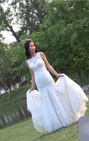 4k-幸福满满的白色高跟鞋美女拍婚纱照